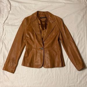 Andrew Marc Brown Leather Blazer